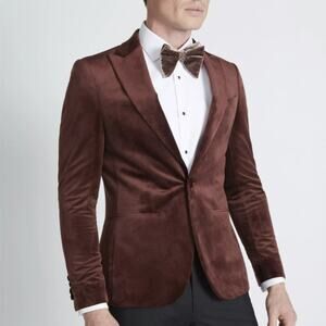 NWT MOSS BROS LONDON Slim Fit Plum Velvet Jacket 36S